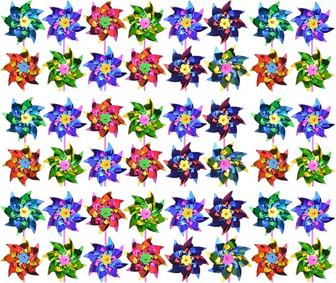 100pcs Plastic Rainbow Pinwheel,Windmill Party Pinwheels DIY Pinwheels Set for Kids Toy Garden Lawn Party Decor (100)-BloomoryGarden