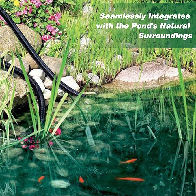 1" Dia. Corrugated Pond Tubing 1-Inch ID, 20.6 FT Length, Black PVC Kinkproof Strong Flex Tubing with Pipe Fittings, Aquarium, Pond Waterfall, Garden Pond Pump Drainage Tube-BloomoryGarden
