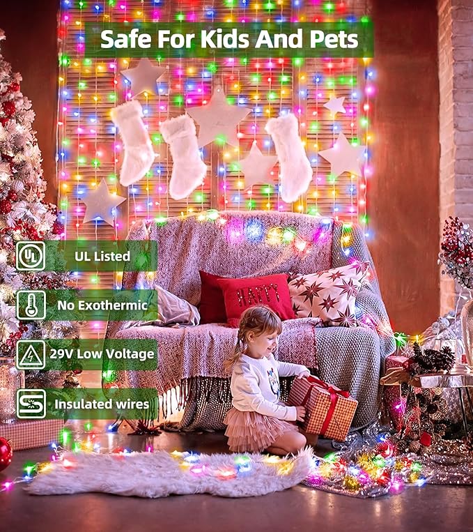 1500 LED Chrstmas String Lights, 492FT Super Long Christmas Lights with 8 Modes, Christmas Tree Lights with Timer Memory for Indoor Outdoor Tree Fence Garden Xmas Wedding Party Decor Multicolor-BloomoryGarden