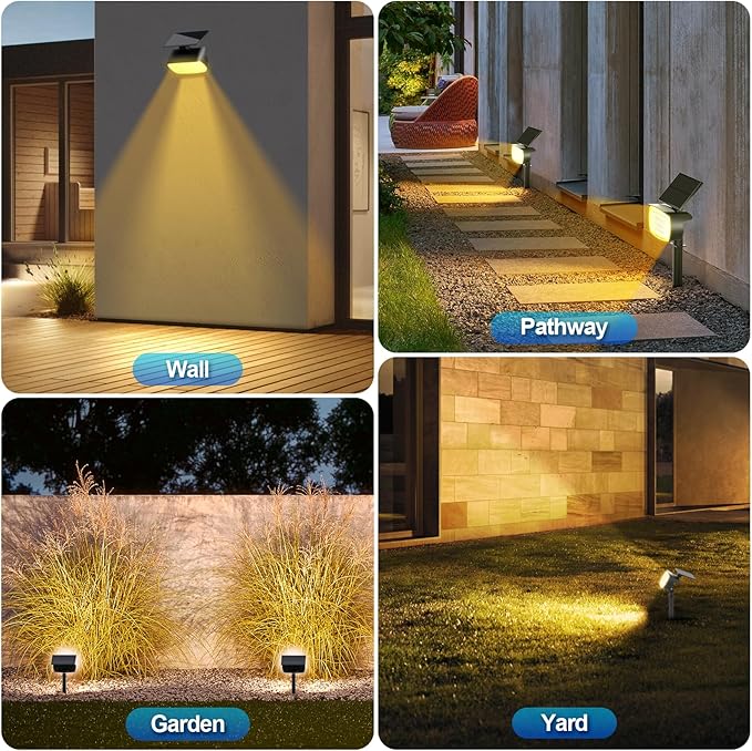 108 LED Solar Spot Lights Outdoor, Solar Lights Outdoor IP65 Waterproof, 3 Modes Solar Landscape Spotlights, Large Solar Panel Solar Powered Lights for Garden Yard Pathway(Warm White/4 Pack)-BloomoryGarden