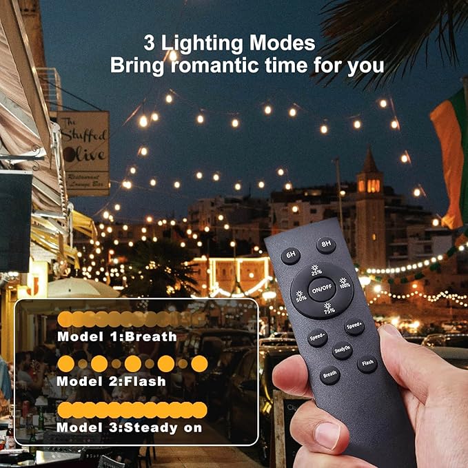 102(96+6) ft Solar String Lights Outdoor, Waterproof with USB Port Remote Control Solar Patio Lights,32 Shatterproof S14 Bulbs,1W Soft White-BloomoryGarden