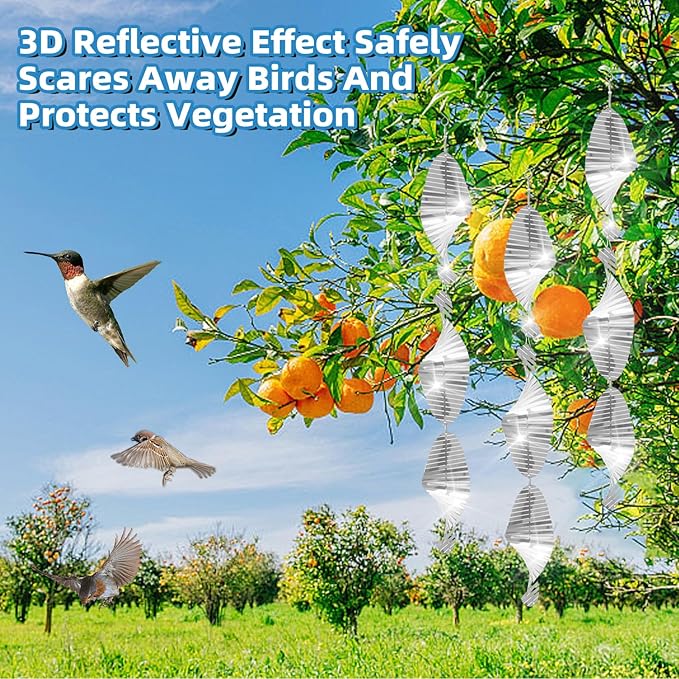 12Pcs Bird Scare Discs, Highly Reflective Double-Sided Bird Reflector, Extra Sparkly Wind Spinners Bird Devices to Scare Birds Like Woodpeckers, Pigeons, Ducks Away from Yard Patio Farm-BloomoryGarden