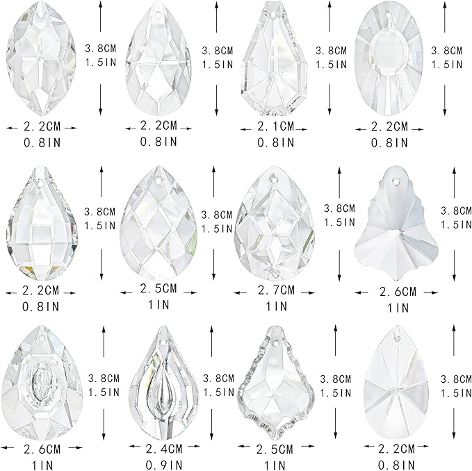 12Pcs Clear Crystal Suncatchers Prisms DIY Kit,Glass Suncatchers Hanging Crystals Ornament,Sun Catcher with Glass Beads,Prisms Rainbow Pendant for Window Home Office Garden Decoration-BloomoryGarden
