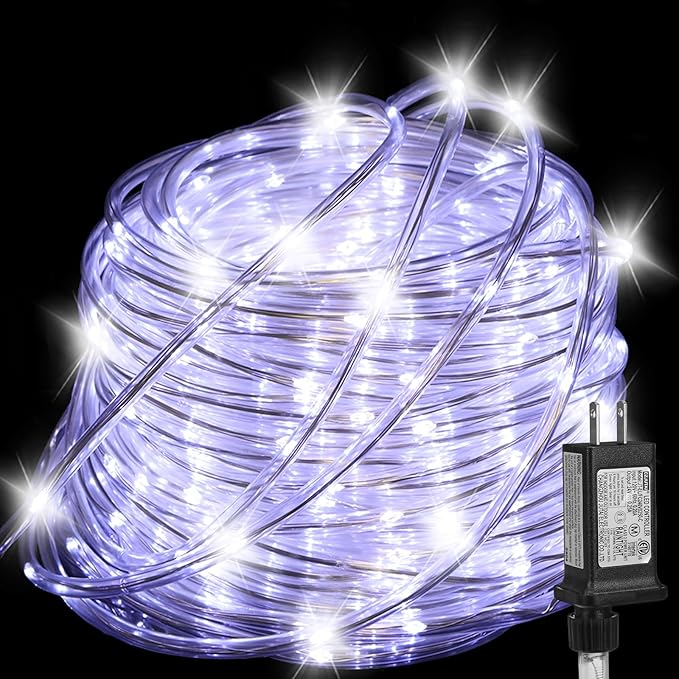 100FT Rope Lights Outdoor, Connectable Trampoline Lights 300LED String Lights Flexible Clear Tube Light Waterproof Rope Light 8 Modes for Camping Yard Pool Canopy Deck Home Outdoor Indoor Decor-BloomoryGarden