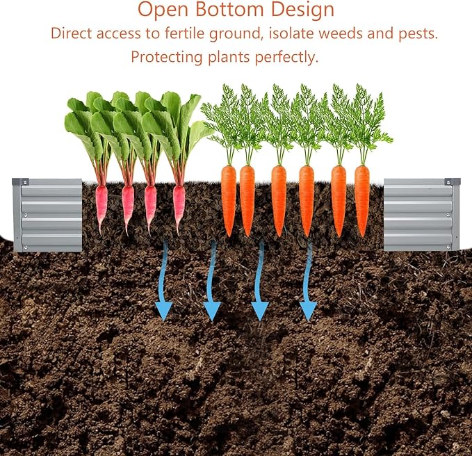 10x2x1ft(2 Pack) Galvanized Raised Garden Bed,Outdoor Planter Box Metal Patio Kit Planting Bed for Vegetables Flowers and Succulents,Silver-BloomoryGarden