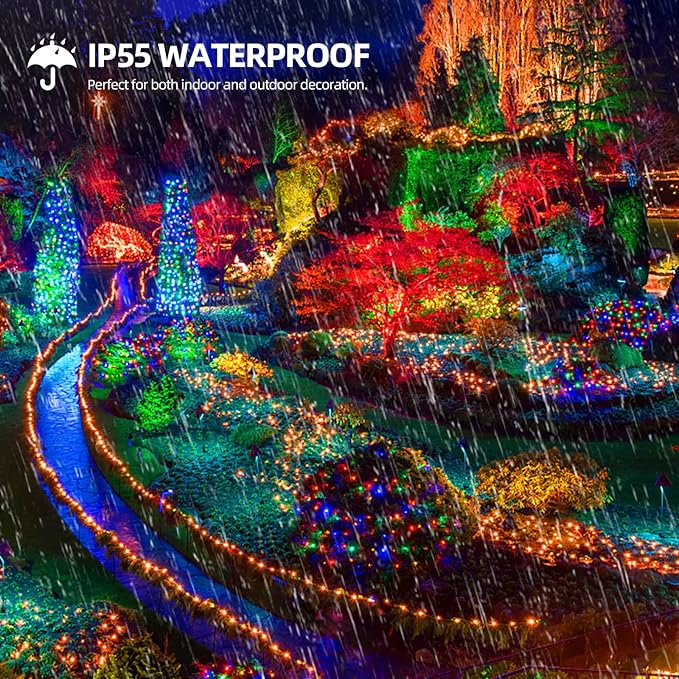 1000 LED 328ft 8 Modes with Timer Christmas String Lights IP55 Outdoor Waterproof UL Certificated Indoor Fairy Lights Garden Patio Wedding Christma Trees Parties Decoration Multicolor-BloomoryGarden