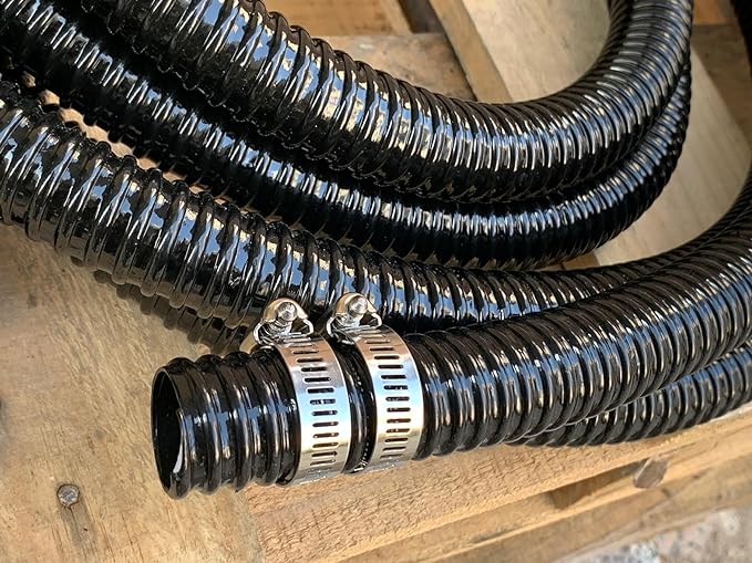 1 1/2 Inch Pond Sump Pump Discharge Hose Corrugated Water Hose Black PVC Strong Flexible Tubing 10Ft-BloomoryGarden