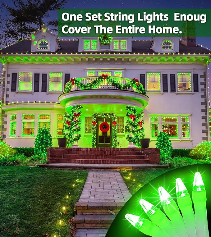 1500 LED Chrstmas String Lights, 492FT Super Long Christmas Lights with 8 Modes, Christmas Tree Lights with Timer Memory for Indoor Outdoor Tree Fence Garden Xmas Wedding Party Decor Green-BloomoryGarden