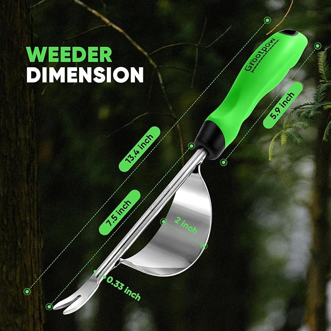 HW1 Hand Weeder Tool, Weed Puller Tool with Ergonomic Handle for Garden - Durable Unique Lever Design Dandelion Weeder Tool with V-Shaped Forks for Easy Weed Removal - in Gift Box