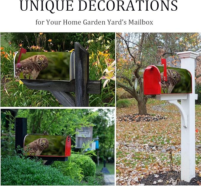 Mailbox Covers Magnetic,Funny Owl Letter Post Box Wraps Cover for Outdoor Garden Yard Decorations Standard Size 18" X 21"-BloomoryGarden