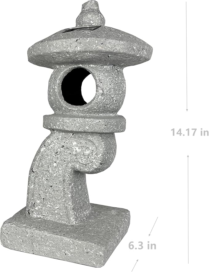 14’’ High Asian Solar-Powered Zen Pagoda Garden Statue LED Light Solar Lamp for Outdoor Japanese Decoration Aesthetic Garden Figurines-BloomoryGarden