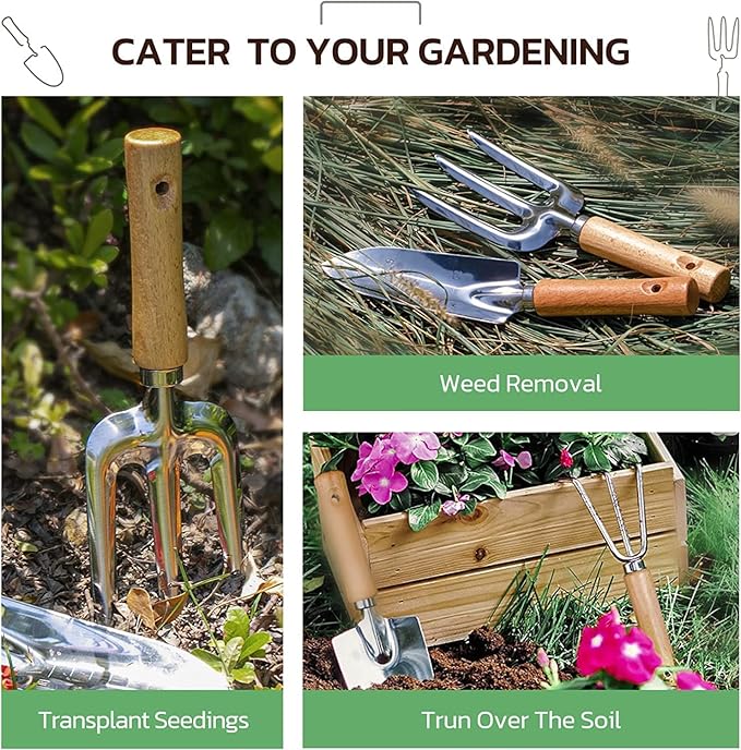 Gardening Tools 9-Piece Heavy Duty Gardening Hand Tools with Fashion and Durable Garden Tools Organizer Handbag,Rust-Proof Garden Tool Set, Ideal Gardening Gifts for Women-BloomoryGarden