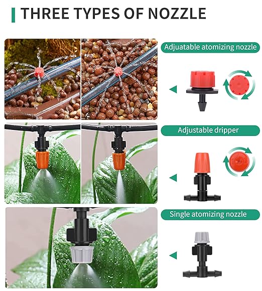 1/4 Drip Irrigation Fittings, 210 Pcs 1/4 Drip Irrigation Connectors Irrigation Fittings Kit for Flower Pot Garden Lawn (Spray,Micro Dripper,Straight Barbs,Tees,Elbows,End Plug,4-Way Coupling)-BloomoryGarden