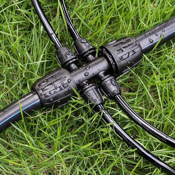 13 Pcs Drip Irrigation Fittings for 1/2 Inch Tubing (1/2" ID x 0.65" OD) to 1/4 Inch Irrigation Tubing, Locked Barbed 1/2" to 1/4" Reducing Tee Connector Drip Line Parts-BloomoryGarden