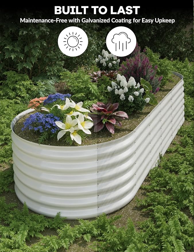 10x4x1.5ft Raised Garden Bed,Galvanized Raised Planter Boxes Outdoor with Easy Assembly, Large Garden Bed for Vegetables, Fruits, Flower,Raised Garden Bed,Beige-BloomoryGarden