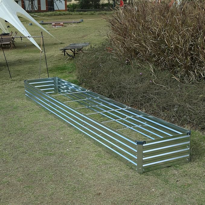 10x2x1ft(2 Pack) Galvanized Raised Garden Bed,Outdoor Planter Box Metal Patio Kit Planting Bed for Vegetables Flowers and Succulents,Silver-BloomoryGarden