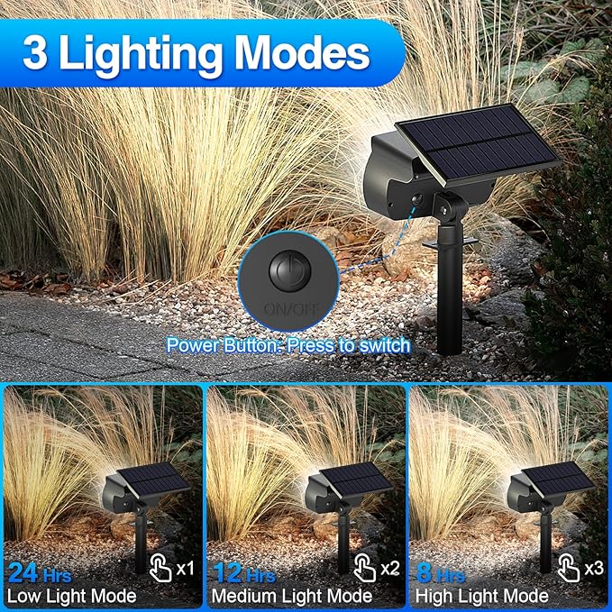 108 LED Solar Spot Lights Outdoor, Solar Lights Outdoor IP65 Waterproof, 3 Modes Solar Landscape Spotlights, Large Solar Panel Solar Powered Lights for Garden Yard Pathway(Cool White/4 Pack)-BloomoryGarden