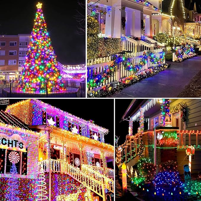 1000 LED 328ft 8 Modes with Timer Christmas String Lights IP55 Outdoor Waterproof UL Certificated Indoor Fairy Lights Garden Patio Wedding Christma Trees Parties Decoration Multicolor-BloomoryGarden