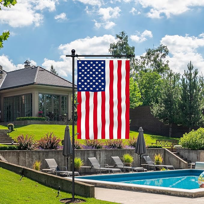 10FT Flag Pole Stand for Garden – Adjustable Outdoor Flagpole with 5-Prong Base, Freestanding Aluminum Banner Holder for 3x5ft & 28"x40" Flags – Wind-Resistant & Lightweight – Black-BloomoryGarden