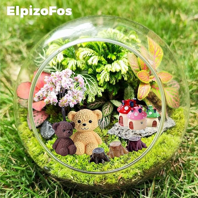 132pcs Fairy Garden Accessories Kit Miniature Animals,Tree,Fence,House Figurines Ornament Statue Craft for DIY Garden Micro Landscape Bonsai Dollhouse Decoration-BloomoryGarden