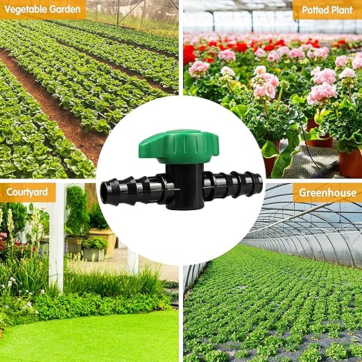 1/2 Inch Drip Irrigation Barbed Valve, 8 Pack 1/2" Drip Barbed Shut Off Valves for 1/2 in. Drip Irrigation Tubing (.570-. 620" ID), 1/2" in-Line Cut Off Switch Valves for Drip Sprinkler System