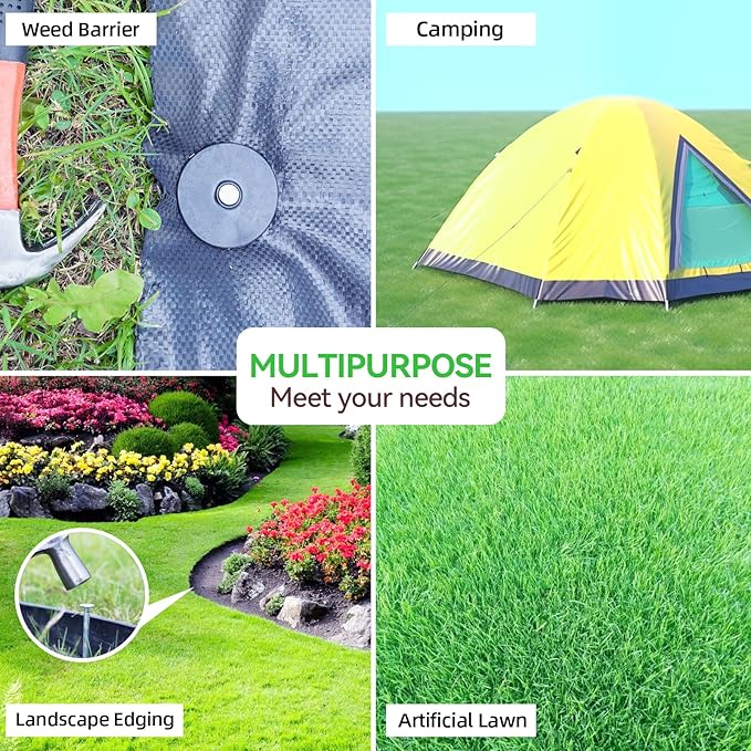 100 Pack Landscape Stakes with Gasket Caps - 6.3 Inch Heavy-Duty Galvanized Steel Garden Spikes are Used to Fixing Weed Barrier, Artificial Lawn, Patio Rug, Etc-BloomoryGarden