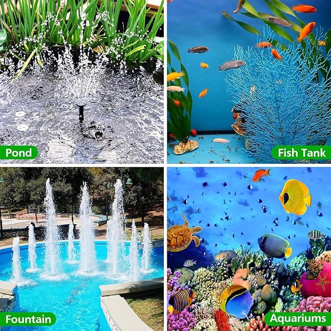 15W 800L/H Submersible Pond Fountain Pump with LED Lights, Ultra Quiet Water Pump, Pond Fountains Pump for Small Pond, Koi, Garden, Aquariums, Fish Tanks, Indoor Outdoor Fountain 3 Type Nozzles-BloomoryGarden