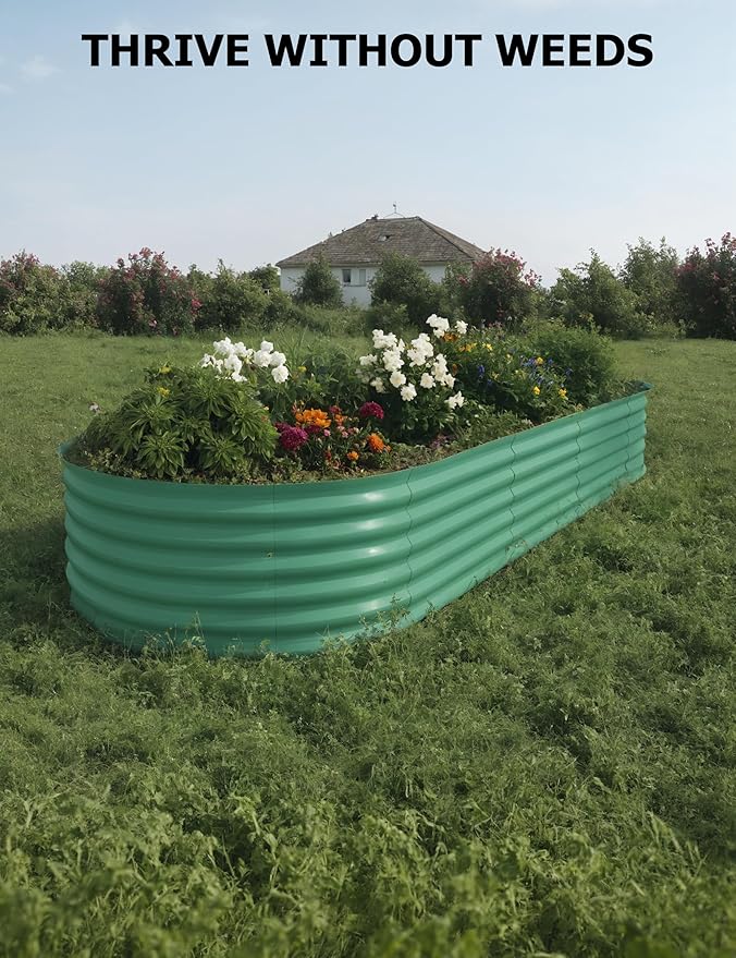 10x4x1.5ft Raised Garden Bed,Galvanized Raised Planter Boxes Outdoor with Easy Assembly, Large Garden Bed for Vegetables, Fruits, Flower,Raised Garden Bed,Green-BloomoryGarden