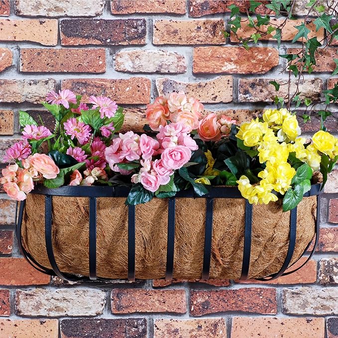 Arcadia Garden Products 1529 Solstice Series Wall Trough Planter, 24-Inch, Black