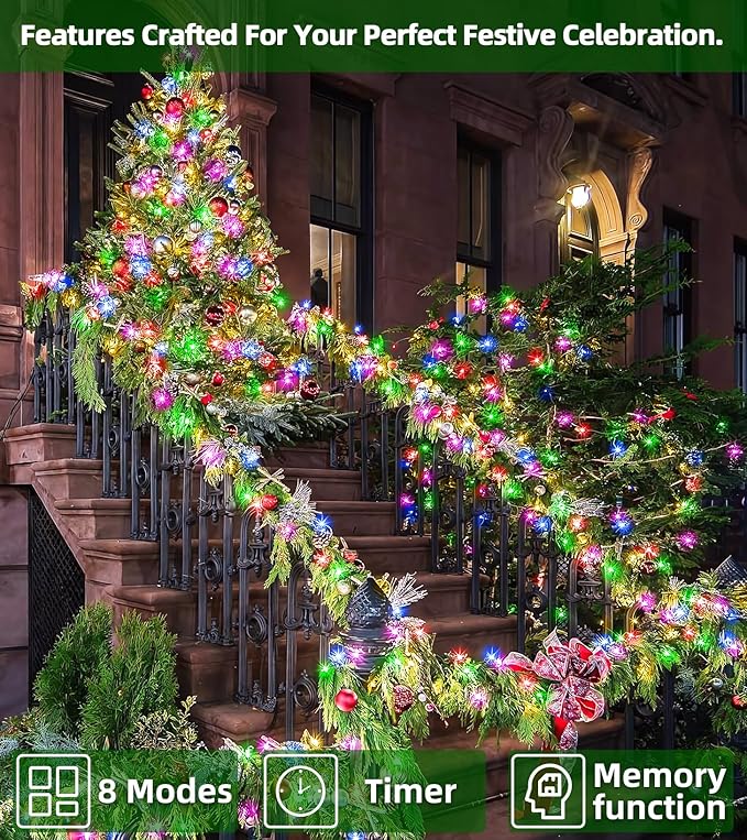 1500 LED Chrstmas String Lights, 492FT Super Long Christmas Lights with 8 Modes, Christmas Tree Lights with Timer Memory for Indoor Outdoor Tree Fence Garden Xmas Wedding Party Decor Multicolor-BloomoryGarden