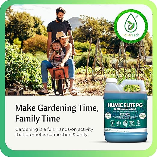 Humic Acid Organic Lawn Fertilizer - Fulvic Humic Mineral Blend for Trees, Shrubs, Ornamentals, Vegetables & Crops - Enhancer & Garden Soil Conditioner by FoliarTech, 1.1 Gallons