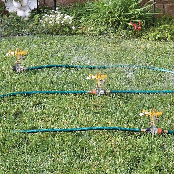 Hourleey 8 Pack 1/2 inch Zinc Alloy Lawn Sprinkler Spike Base, Water Flow Thru Sprinkler for Yard, Lawn, Garden and Grass Irrigation