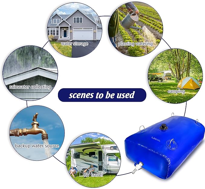 1000Gal Portable Water Storage Bladder, Foldable Large Capacity Container Water Tank, Agricultural Irrigation, Camping, Firefighting, Outdoor Household Water-BloomoryGarden