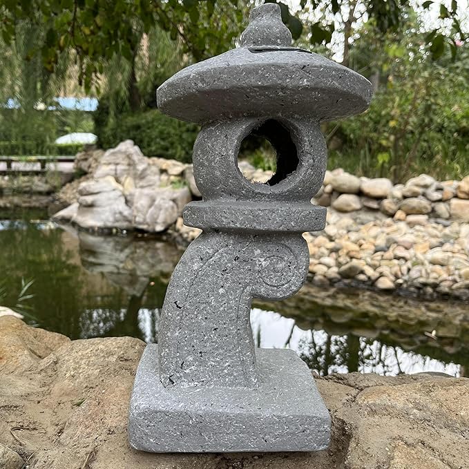 14’’ High Asian Solar-Powered Zen Pagoda Garden Statue LED Light Solar Lamp for Outdoor Japanese Decoration Aesthetic Garden Figurines-BloomoryGarden