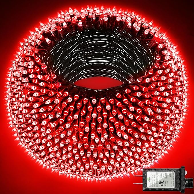1500 LED 492FT Christmas Lights With Timer Memory - Green Wire String Lights for Indoor Outdoor Decorations, Christmas Tree, Party, Xmas, Wedding, Garden, Patio - Red-BloomoryGarden