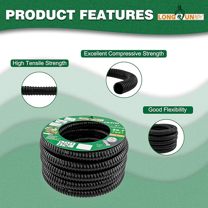 1.25" ID x 23.6 Ft Premium Flexible PVC Pond Tubing - Durable, Kink-Resistant, and Multipurpose for Ponds, Water Features, Filters, and More - Easy Installation and Concealment-BloomoryGarden