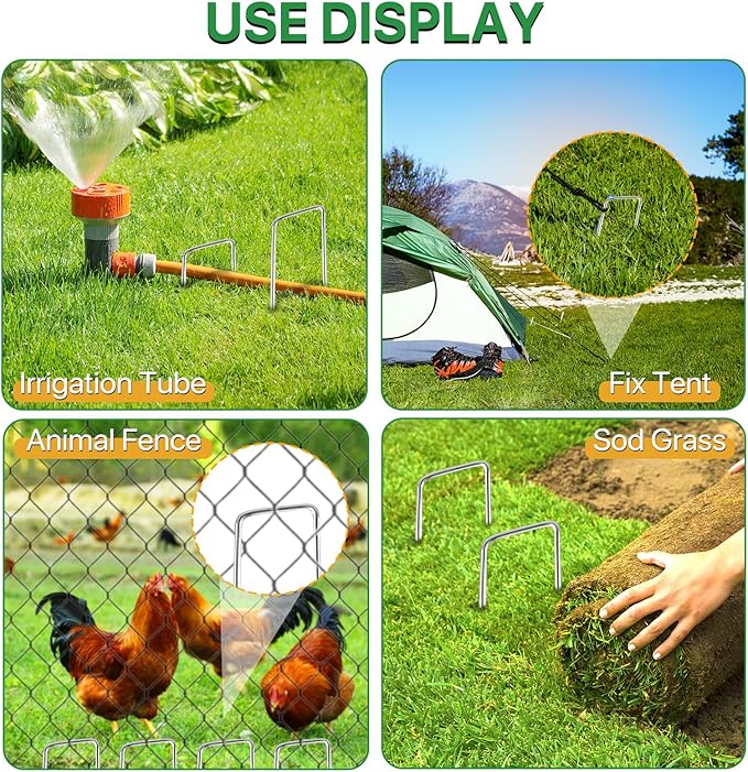 120 Pack Landscape Staples - 6 Inch Garden Stakes with Metal Yard Pins Lawn Ground Stakes Tent Stakes and Landscaping Stakes for Anchoring Sod Landscape Fabric and Irrigation Tubing-BloomoryGarden