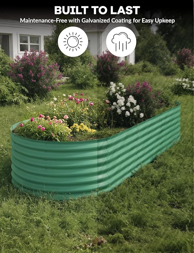 10x4x1.5ft Raised Garden Bed,Galvanized Raised Planter Boxes Outdoor with Easy Assembly, Large Garden Bed for Vegetables, Fruits, Flower,Raised Garden Bed,Green-BloomoryGarden