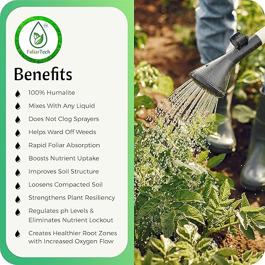 Humic Acid Organic Lawn Fertilizer - Fulvic Humic Mineral Blend for Trees, Shrubs, Ornamentals, Vegetables & Crops - Enhancer & Garden Soil Conditioner by FoliarTech, 34 OZ