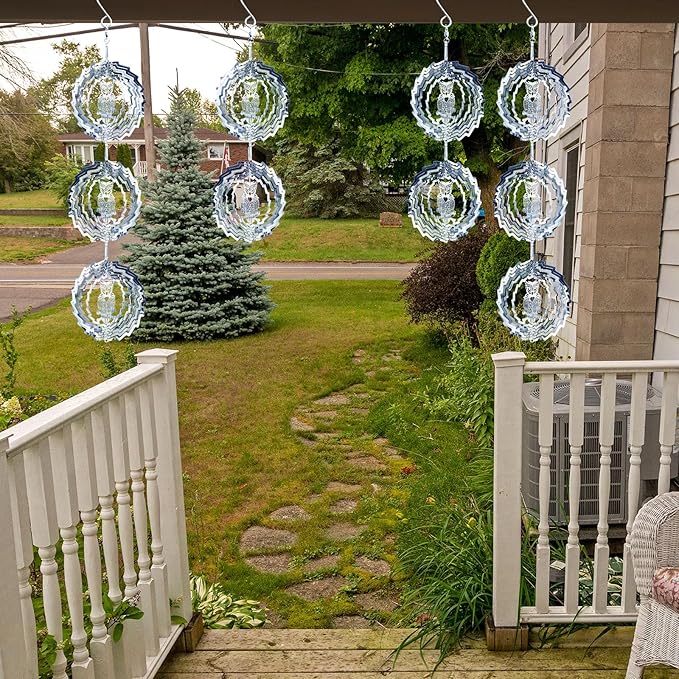 12 PCS Stainless Steel Bird deterrents for Outside,3D Bird Scarer Discs Set Pigeon Deterrent,Bird reflectors to Keep Birds Away Woodpecker Deterrent for House,Crow Deterrent-BloomoryGarden