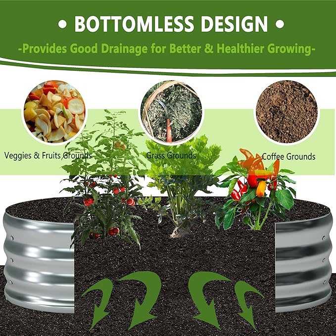 12x2x1ft(2 Pack) Oval Galvanized Raised Garden Bed,Outdoor Planter Box Metal Patio Kit Planting Bed for Vegetables Flowers and Succulents-BloomoryGarden