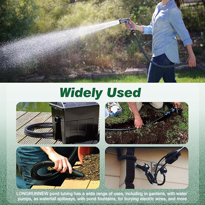 1.25" ID x 23.6 Ft Premium Flexible PVC Pond Tubing - Durable, Kink-Resistant, and Multipurpose for Ponds, Water Features, Filters, and More - Easy Installation and Concealment-BloomoryGarden
