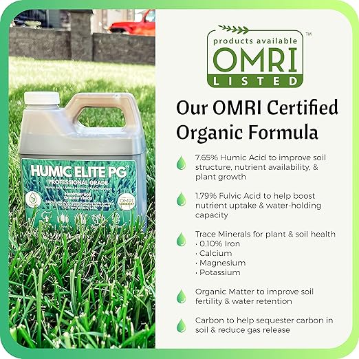 Humic Acid Organic Lawn Fertilizer - Fulvic Humic Mineral Blend for Trees, Shrubs, Ornamentals, Vegetables & Crops - Enhancer & Garden Soil Conditioner by FoliarTech, 34 OZ