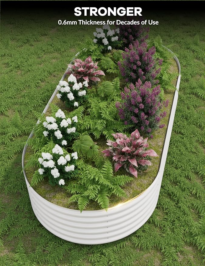 10x4x1.5ft Raised Garden Bed,Galvanized Raised Planter Boxes Outdoor with Easy Assembly, Large Garden Bed for Vegetables, Fruits, Flower,Raised Garden Bed,Beige-BloomoryGarden