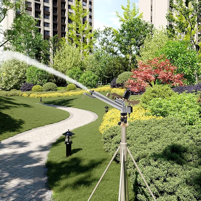 1.5" 360° Adjustable Impact Spray Gun Sprinkler with Nozzle Set, Water Spray Gun Large-Area Agriculture Irrigation Spray Gun Watering Sprinkler for Garden Farm Lawn-BloomoryGarden