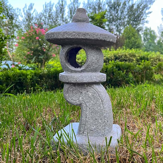 14’’ High Asian Solar-Powered Zen Pagoda Garden Statue LED Light Solar Lamp for Outdoor Japanese Decoration Aesthetic Garden Figurines-BloomoryGarden