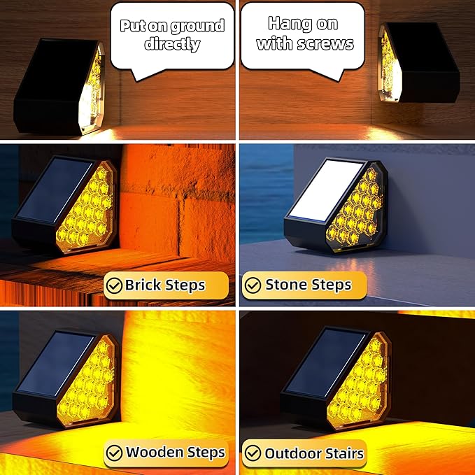 12-Pack Solar Step Lights, Solar Powered Outdoor Waterproof IP67, Auto On Off, Dusk to Dawn LED Stair Lights for Outside Garden, Deck, Front Step, Front Porch, Pathway, Patio-BloomoryGarden