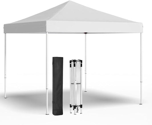 10x10ft Pop Up Canopy Tent,Heavy Duty Waterproof Folding Tent for Camping Parties Events Parties,Outdoor Canopy,Portable Sun Shelter,3 Adjustable Height(White)-BloomoryGarden