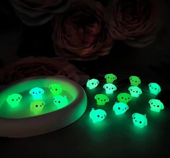 Luminous Mini Resin Dogs 40pcs Tiny Dogs Glow in The Dark for Garden Miniatures Fairy Garden Office Pranks and Dog Cake Toppers-BloomoryGarden