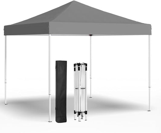 10x10ft Pop Up Canopy Tent,Heavy Duty Waterproof Folding Tent for Camping Parties Events Parties,Outdoor Canopy,Portable Sun Shelter,3 Adjustable Height(Grey)-BloomoryGarden
